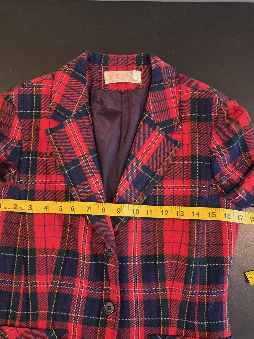 Vintage Pendleton Red Tartan Plaid Wool Skirt Suit Set Size 6 USA - Picture 11 of 13